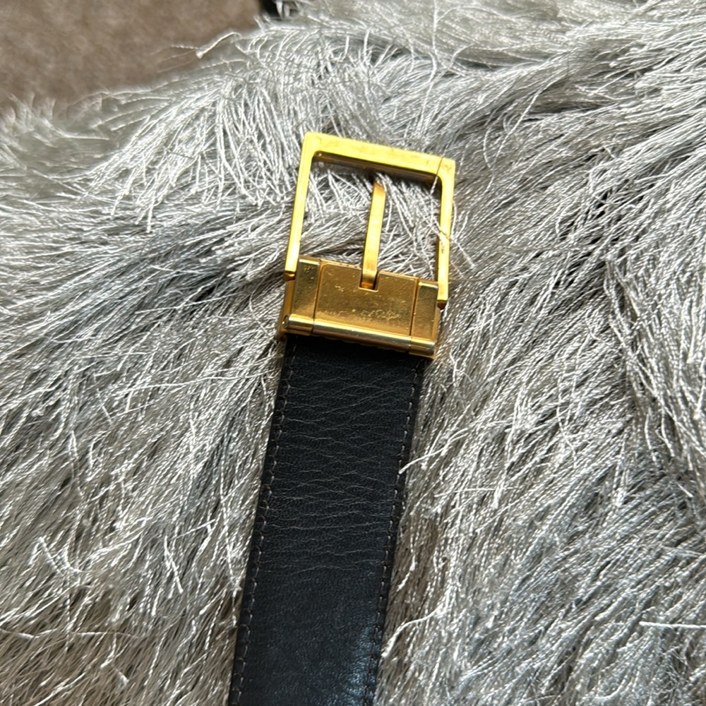 Christian Dior Black Leather Belt vintage with Gold Buckle 38” - Picture 5 of 7